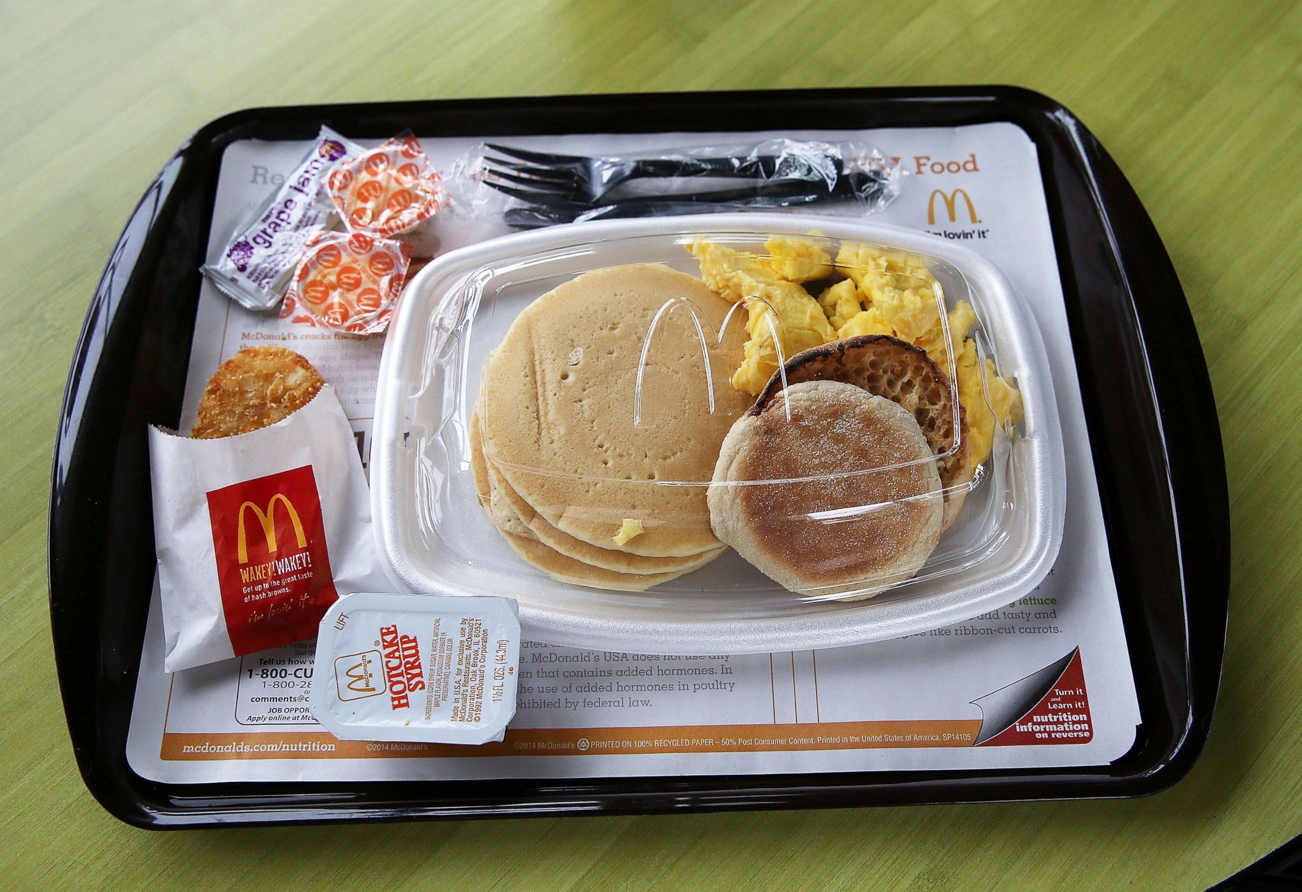 PHOTO: A McDonald's "Big Breakfast" is displayed at a McDonald's restaurant on July 23, 2015 in Fairfield, Calif.