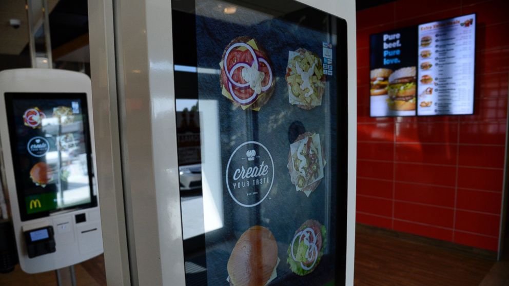 PHOTO: An ordering kiosk stands at McDonalds on S. Parker Rd. in Aurora, Colo., Aug. 26, 2015.