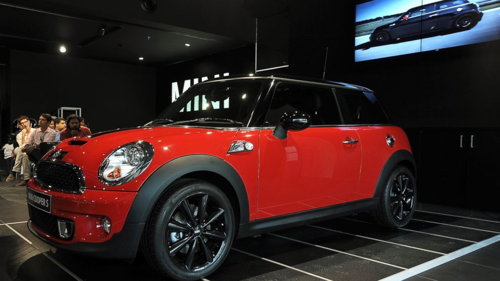 A new 'Mini Cooper S' sits on display in a showroom at its launch in Mumbai on April 5, 2012. 