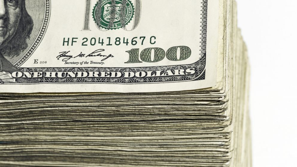 PHOTO: A stack of hundred dollar bills are seen in this stock photo. 
