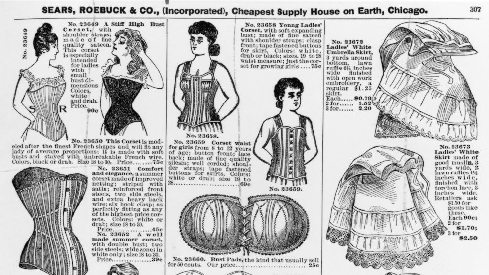 PHOTO: An advertisement for ladies corsets and underskirts by Sears, Roebuck & Co., circa 1897.