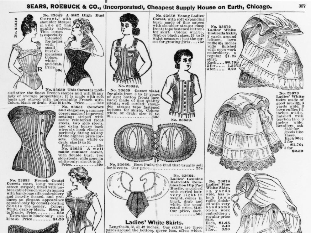 PHOTO: An advertisement for ladies corsets and underskirts by Sears, Roebuck & Co., circa 1897.