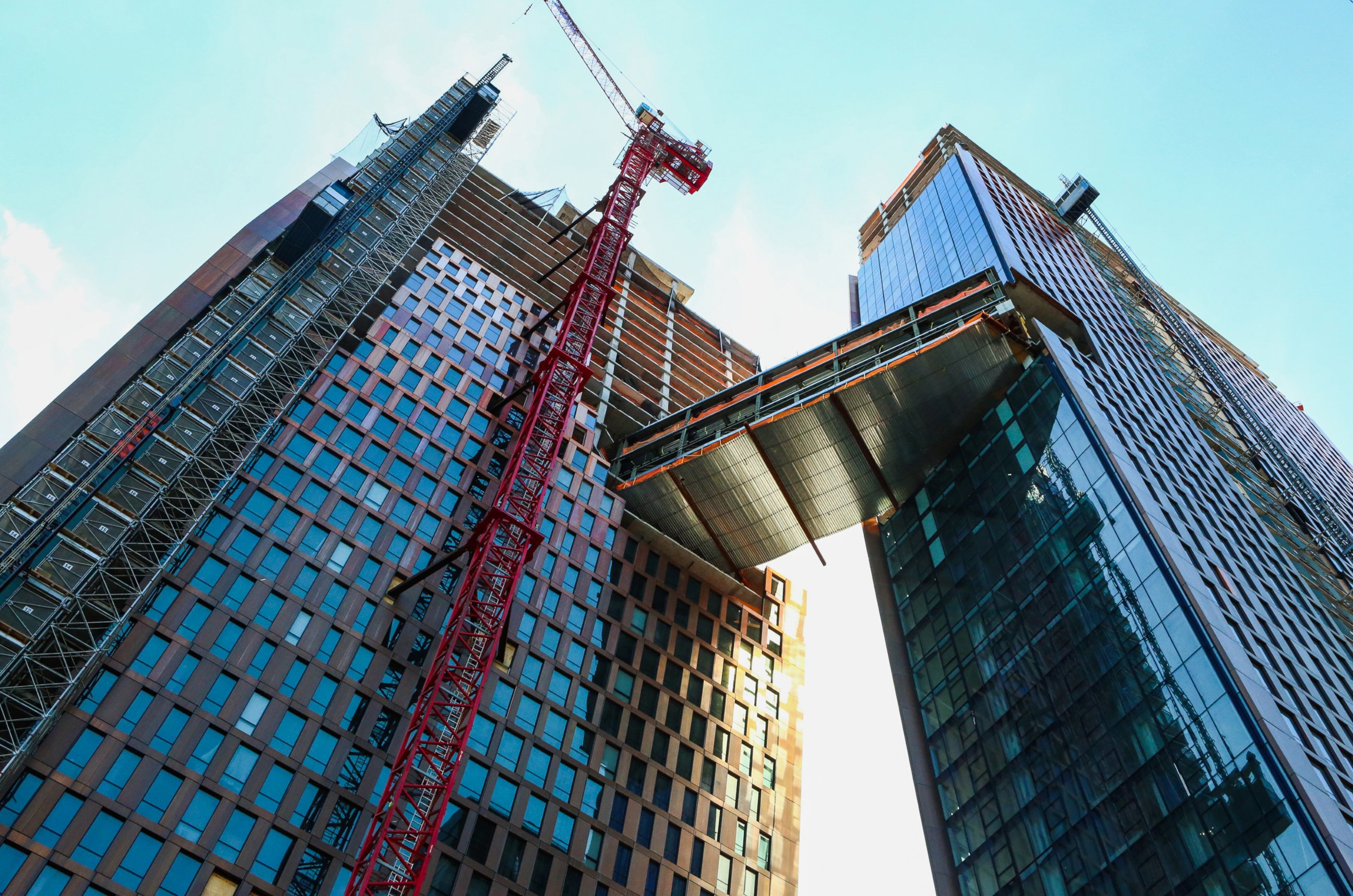 PHOTO: The American Copper Buildings with skybridge stands under construction in New York, April 19, 2016.