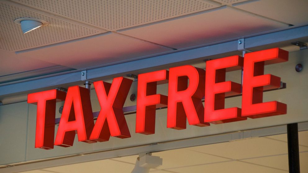 A tax free sign is seen in this undated file photo. 