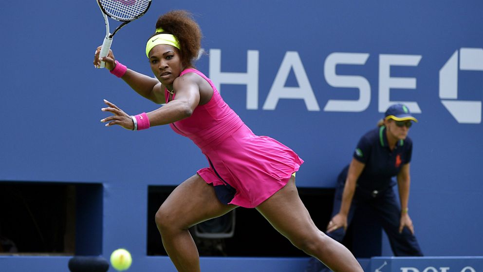 Serena Williams returns the ball against Andrea Hlavackova during their 2012 US Open women's singles match at the USTA Billie Jean King National Tennis Center in New York, in this Sept. 3, 2012 photo.