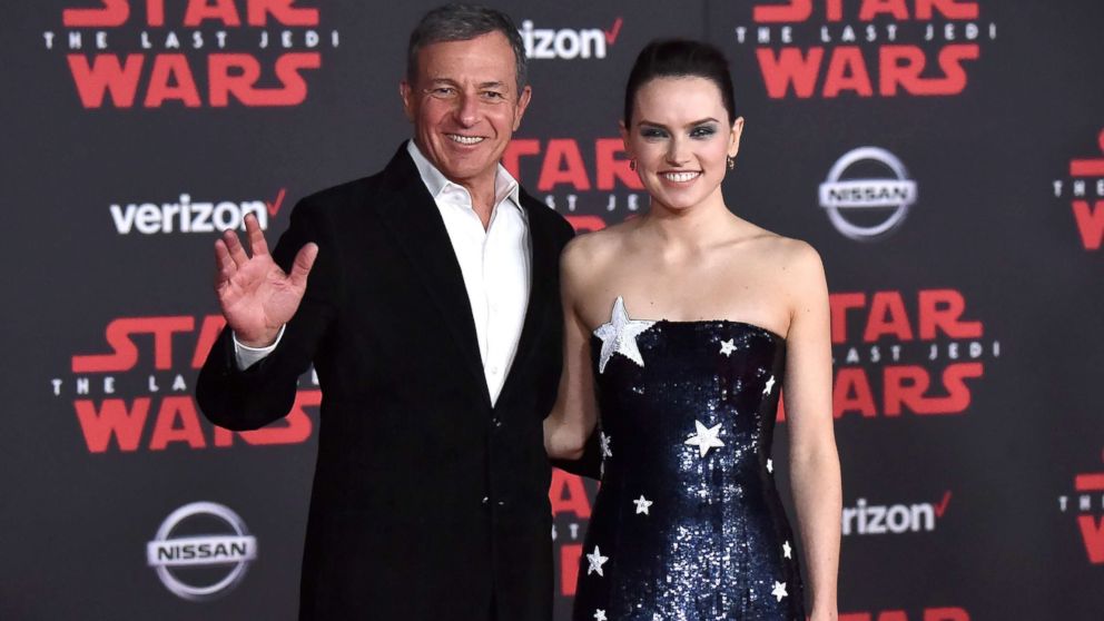 PHOTO: Walt Disney Company Chairman/CEO Robert Iger (L) and Daisy Ridley attend the premiere of Disney Pictures and Lucasfilm's "Star Wars: The Last Jedi" at The Shrine Auditorium on December 9, 2017 in Los Angeles, California.