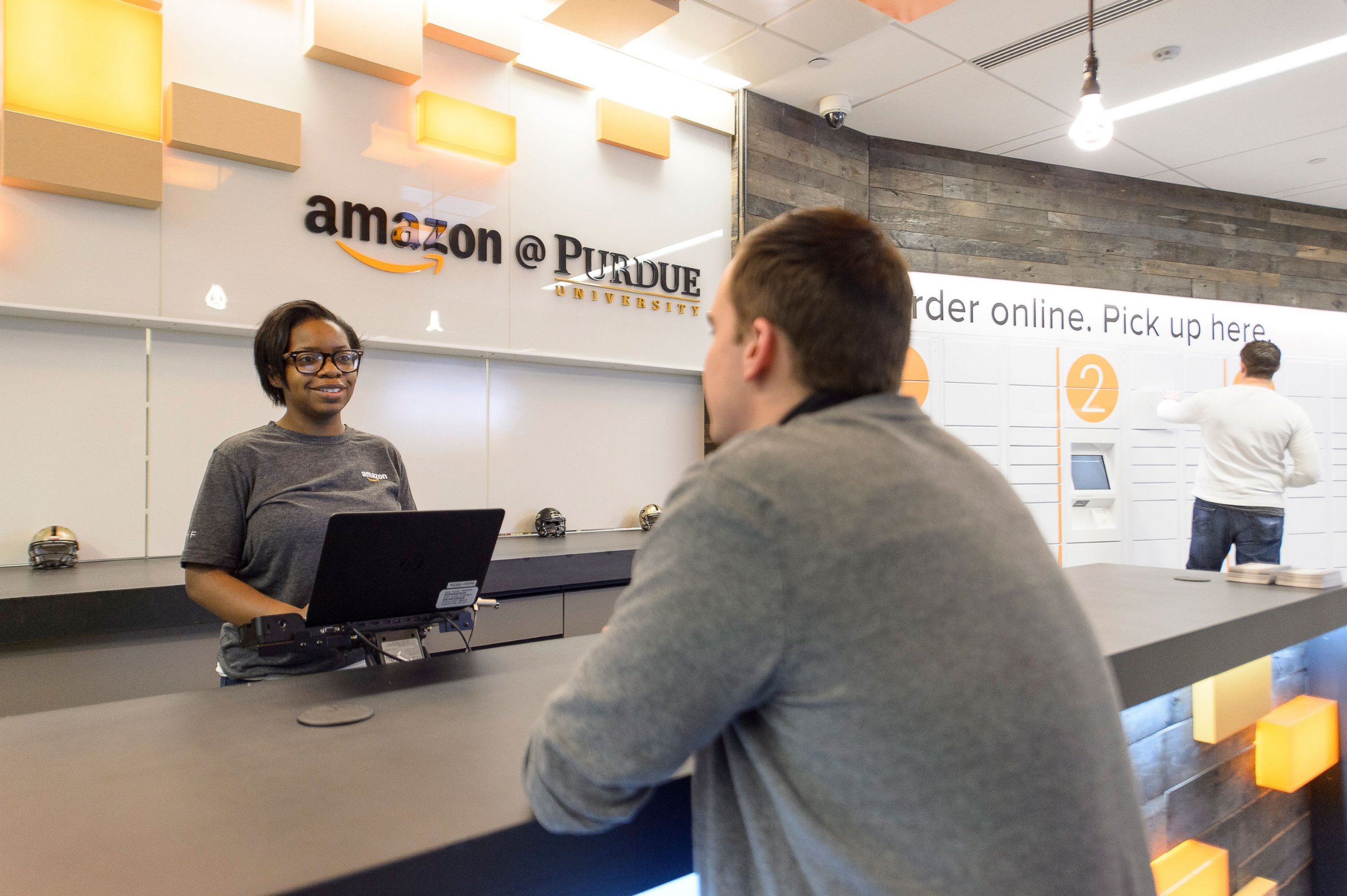 PHOTO: Amazon Student and Amazon Prime members at Purdue University in West Lafayette, Indiana, get Free One-Day Shipping on textbooks and are also eligible for Free One-Day Pickup on over one million items when shipped to the new Amazon@Purdue location.