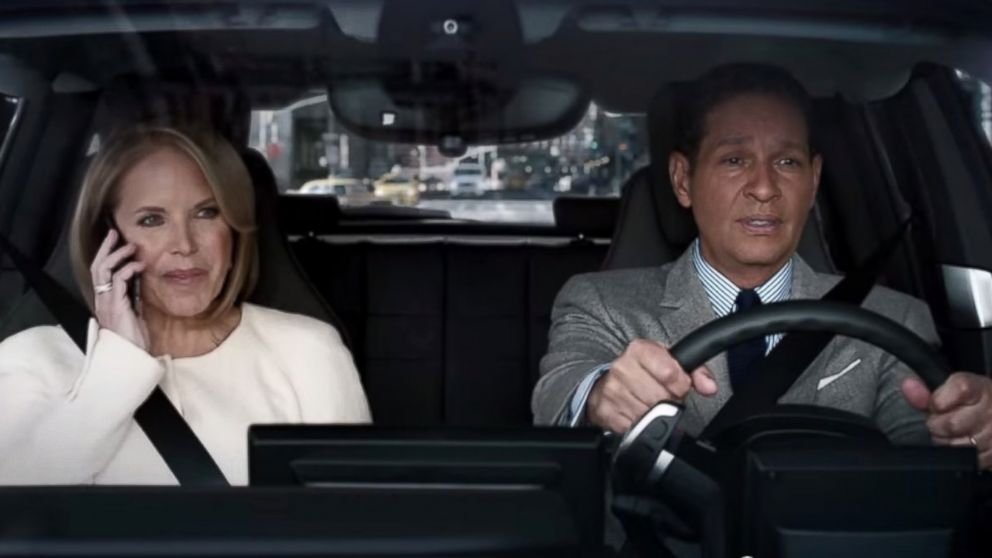 PHOTO: Katie Couric and Bryant Gumbel appear in an ad for the BMW i3 for the 2015 Super Bowl. 