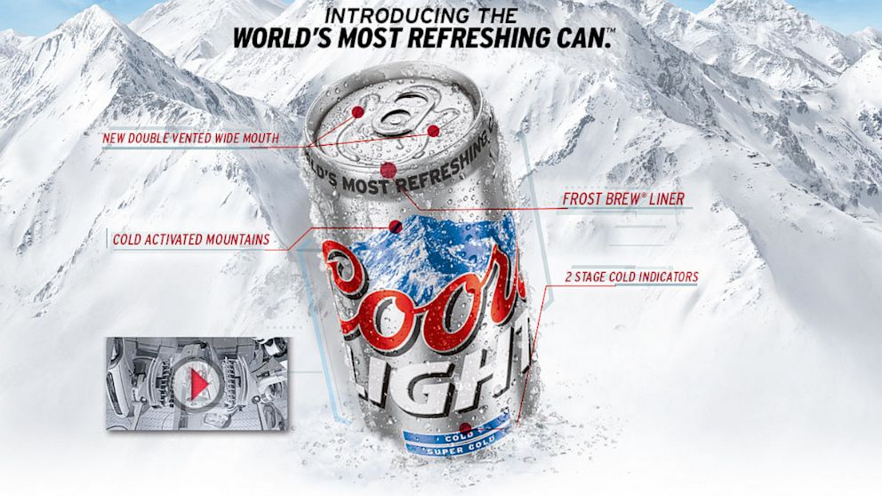 The new Coors Light can features a double-vented wide mouth.