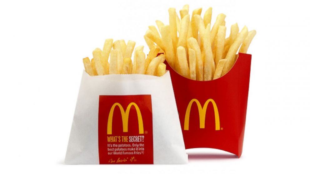 McDonald's large and small fries.