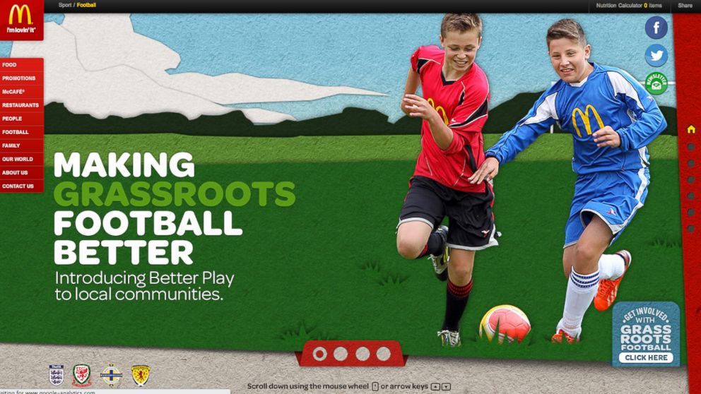 PHOTO: The McDonalds UK website has a football section. 