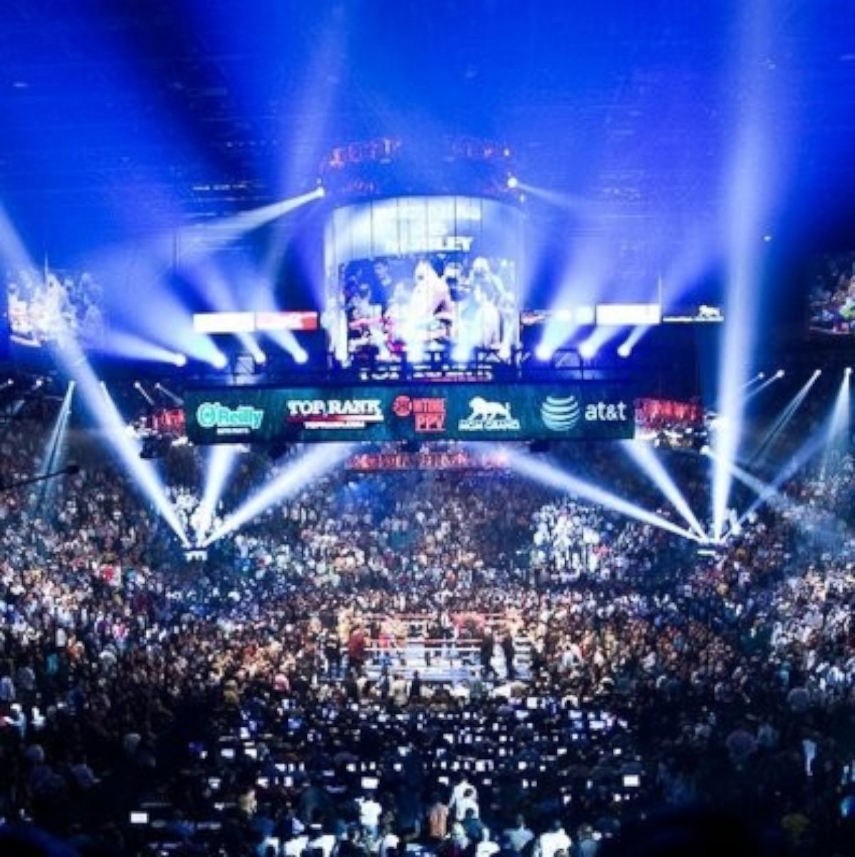 PHOTO: Here's what you see when you pay $4,500, the cheapest price for a resale ticket to the Mayweather-Pacquiao match.