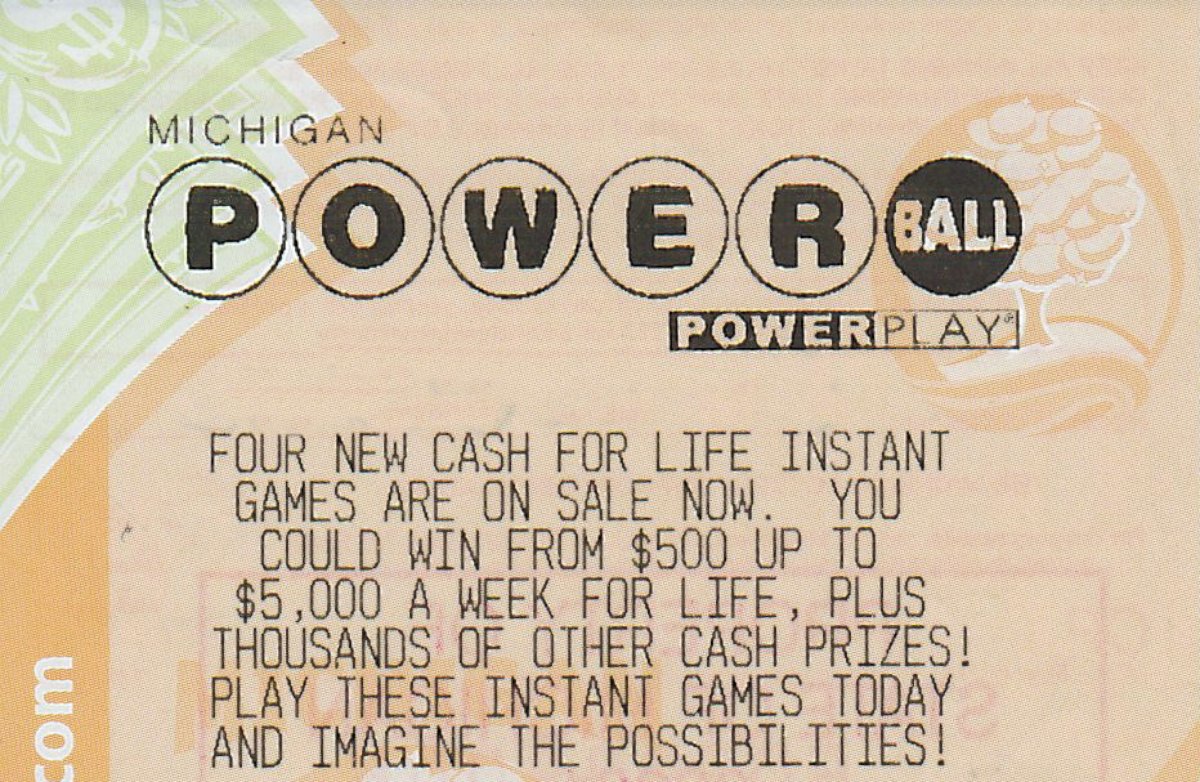 PHOTO: This file photo shows a previous winning ticket from the Michigan Powerball Lottery.