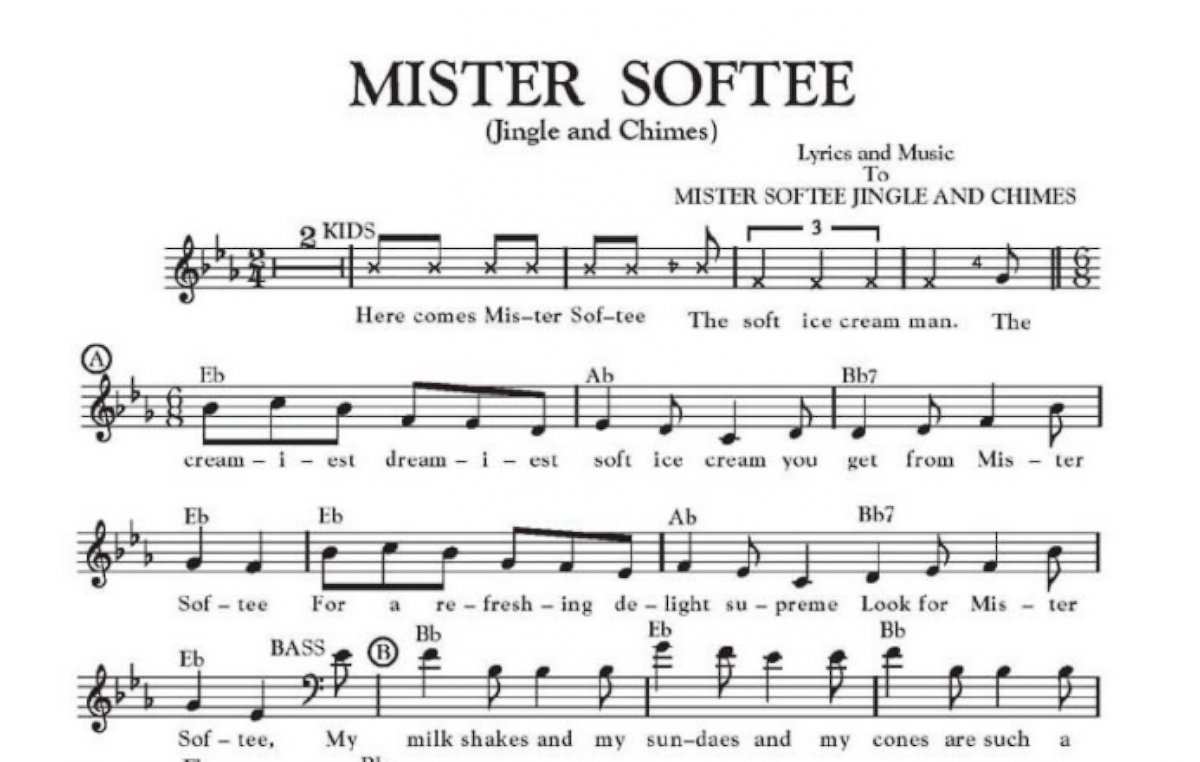 PHOTO: According to sheet music posted to the Mister Softee website, the "Mister Softee Jingle and Chimes" was copyrighted in 1960.