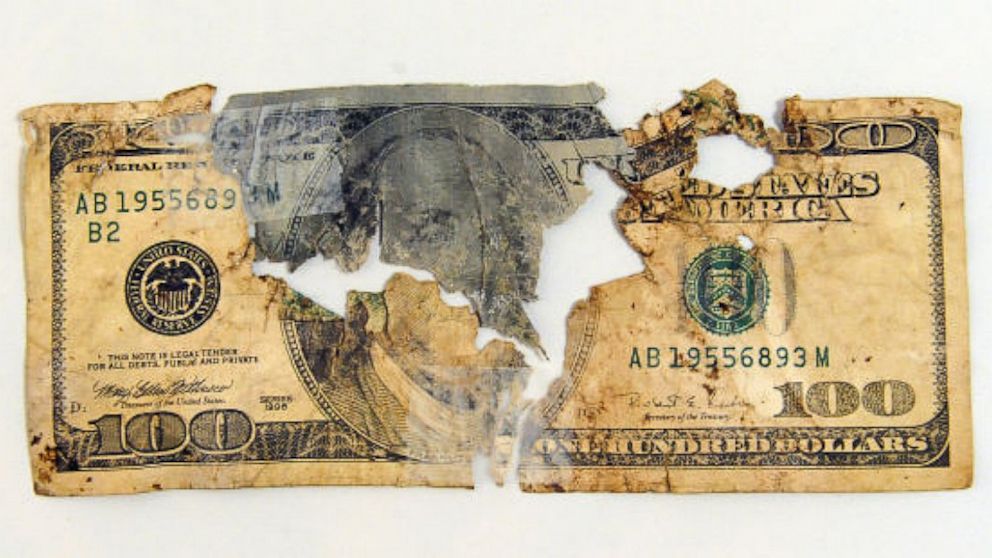 PHOTO: Mangled $100 bill