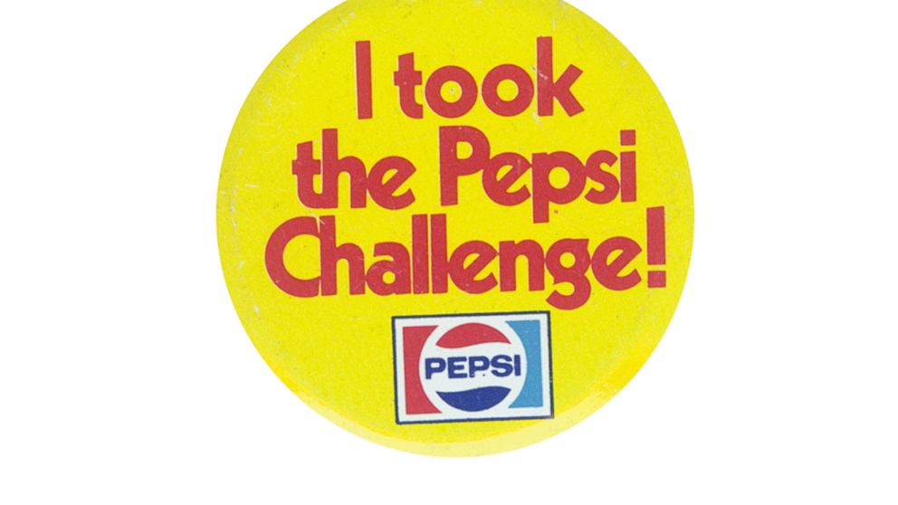 PHOTO: An early "Pepsi Challenge" campaign button is seen in an undated handout photo.