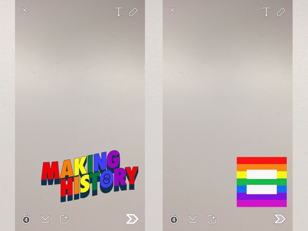 PHOTO: Snapchat is offering two filters with rainbow themes to celebrate the Supreme Court?s decision.