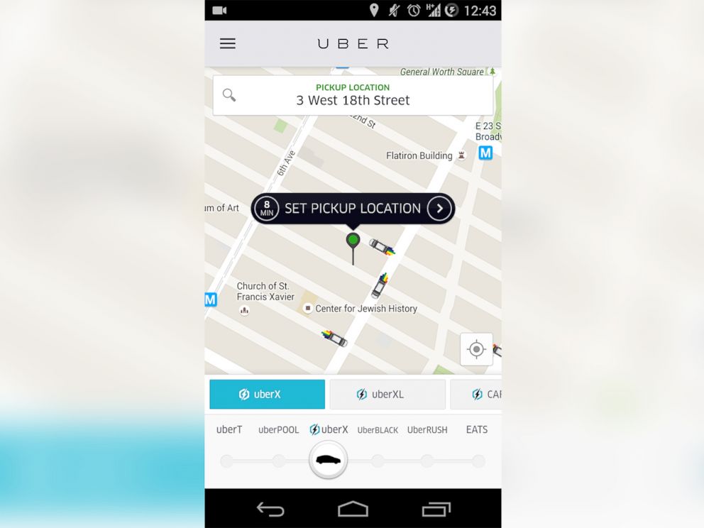 PHOTO: A screen shot of the Uber app taken on June 26, 2015.