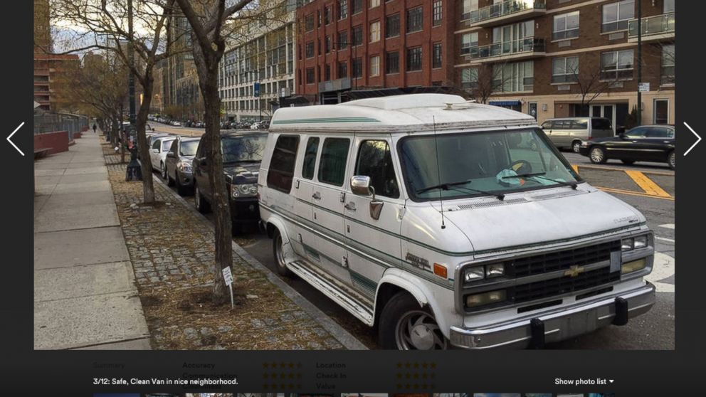 A van is available for rent in Long Island City, New York, via AirBnB.