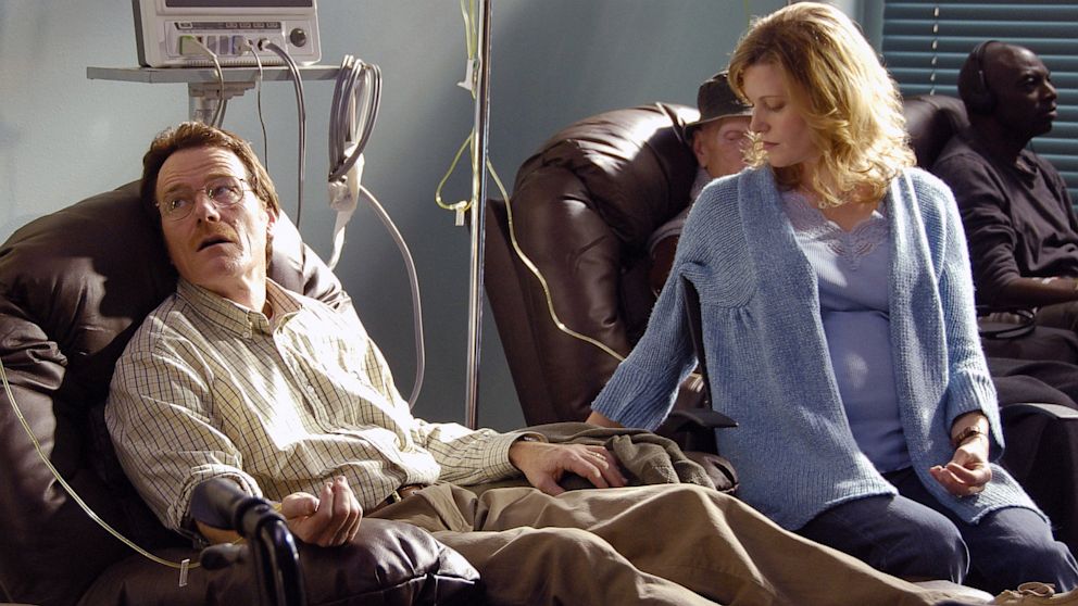 Walter White (Bryan Cranston) receives chemotherapy as his wife Skyler (Anna Gunn) looks on in an episode from the first season of "Breaking Bad."
