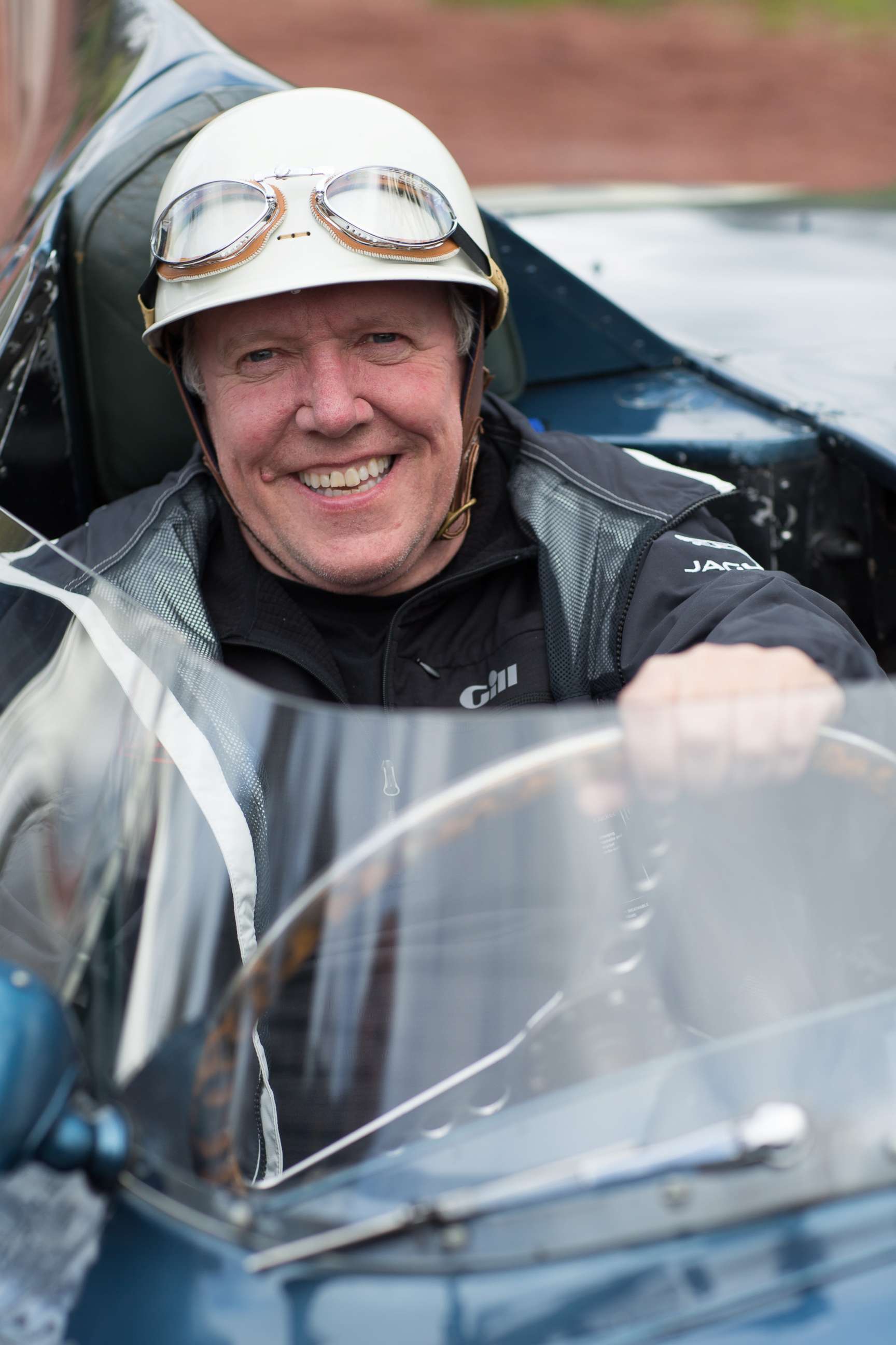 PHOTO: Ian Callum sits in a in Jaguar D-Type in Scotland circa April, 2015.