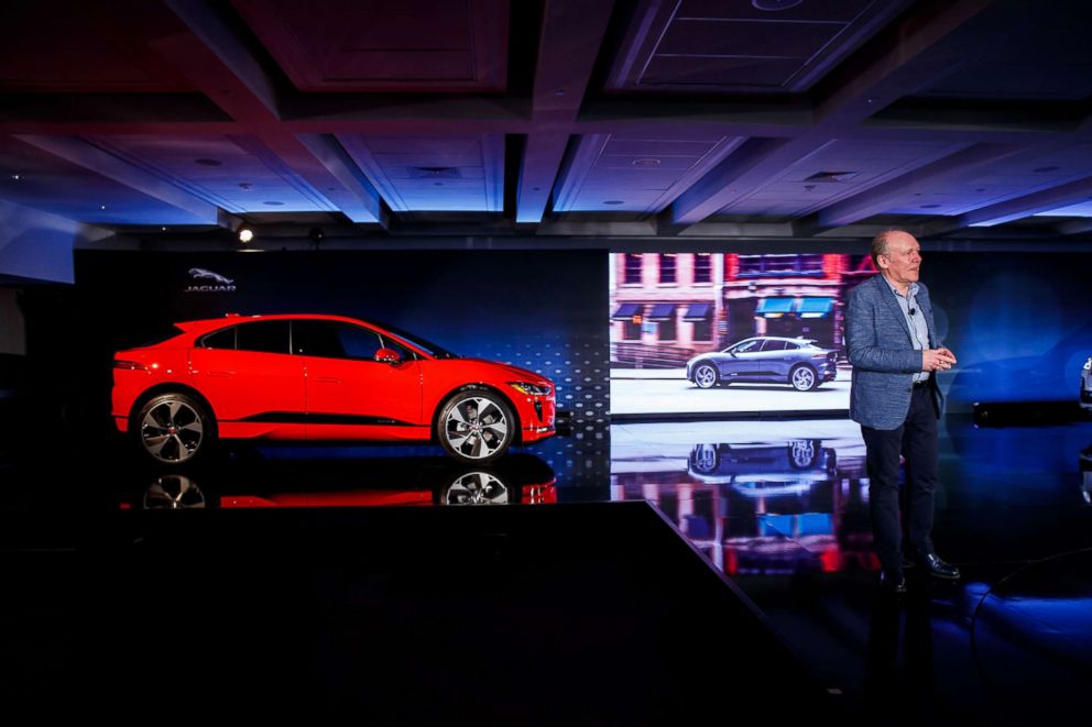 PHOTO: Ian Callum discusses Jaguar's new I-PACE electric SUV at the company's North America headquarters, March 27, 2018, in Mahwah, N.J.