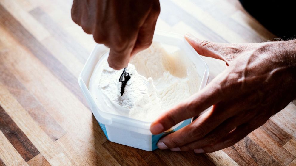 PHOTO: Ice cream is scooped from a container in this stock photo.