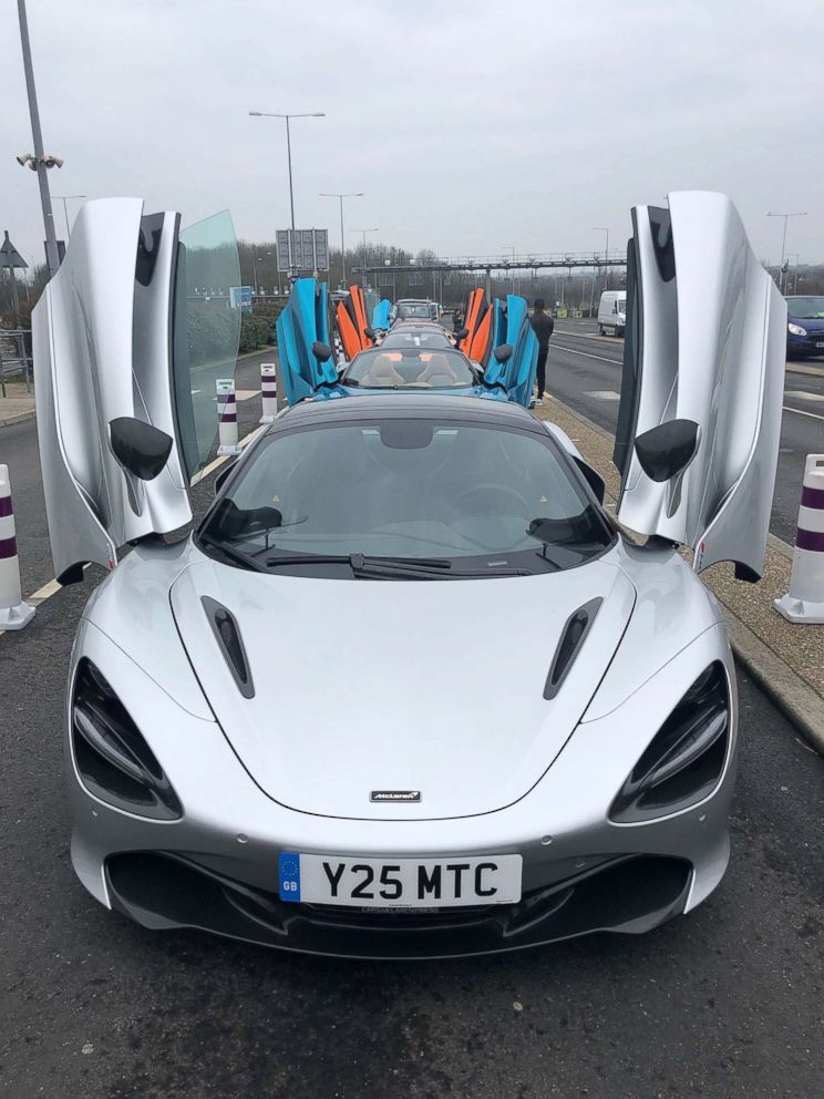 PHOTO: The McLarens in formation, waiting to enter the Euro Tunnel. 
