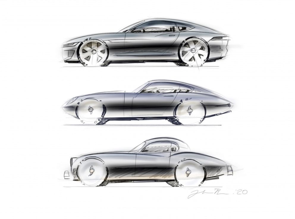 PHOTO: Sketches by Julian Thomson. "The world needs more sports cars," he said.