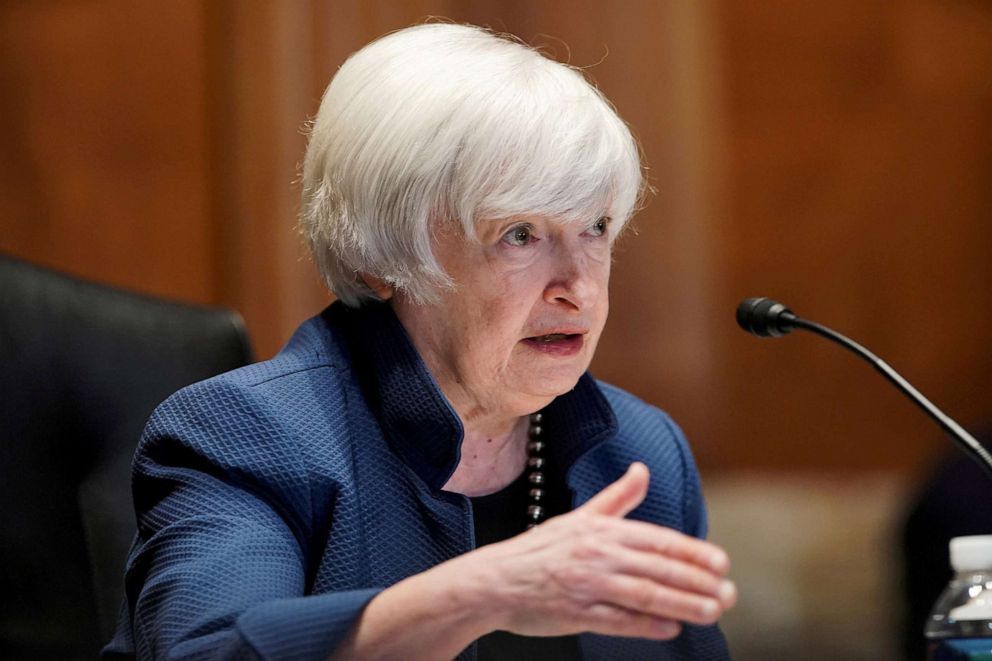 PHOTO: U.S. Treasury Secretary Janet Yellen answers questions during a Senate hearing on Capitol Hill in Washington, D.C., June 23, 2021.