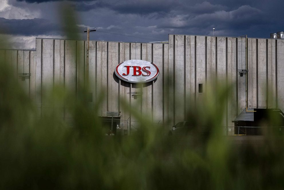 PHOTO: A JBS Processing Plant stands dormant after halting operations on June 1, 2021 in Greeley, Colo., following a ransomware attack that forced many of their facilities to shut down.