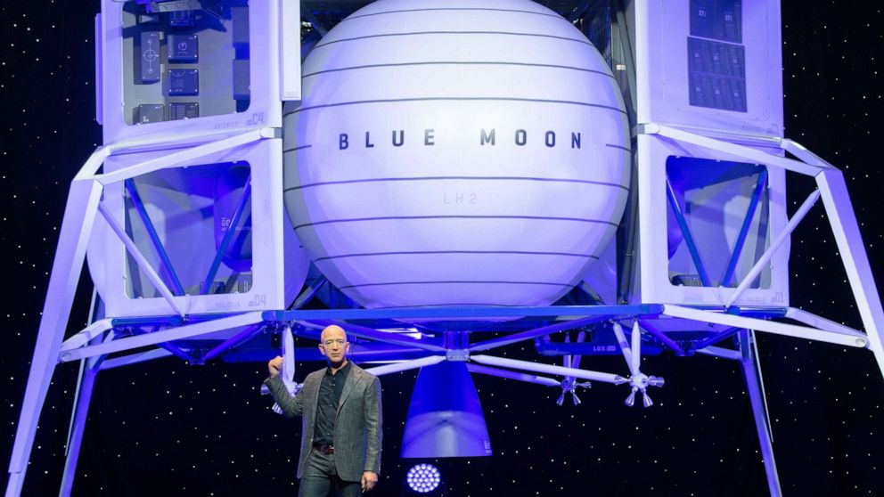 The lander, called "Blue Moon," has been in the works for three years, Bezos said.