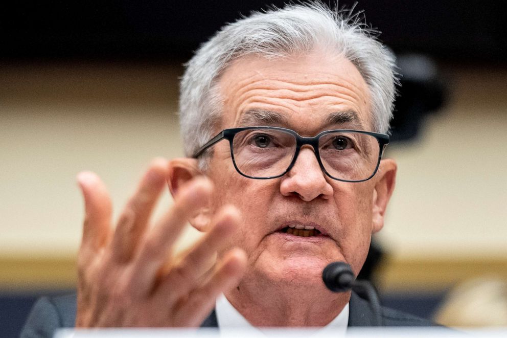 PHOTO: Federal Reserve Chairman Jerome Powell speaks during a House Financial Services Committee hearing in Washington, June 21, 2023.