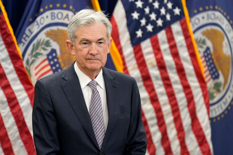 PHOTO: Jerome Powell, Chairman of the Board of the Federal Reserve, participates in a swearing-in ceremony, May 23, 2022, in Washington.