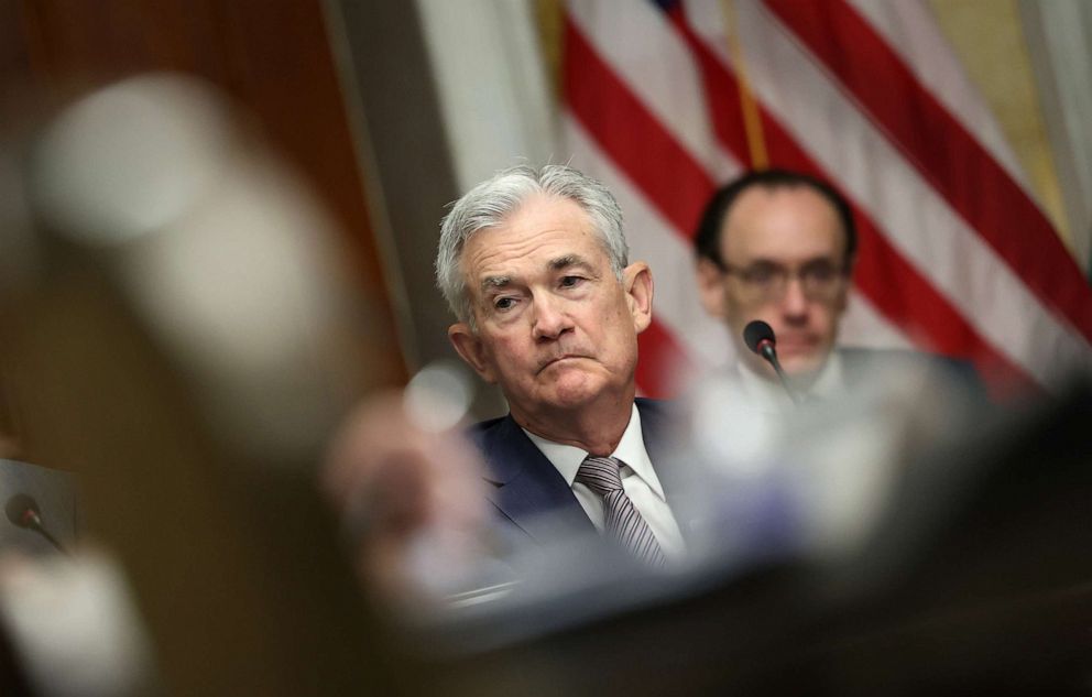 PHOTO: Federal Reserve Chairman Jerome Powell participates in a meeting of the Financial Stability Oversight Council at the U.S. Treasury, July 28, 2023, in Washington.