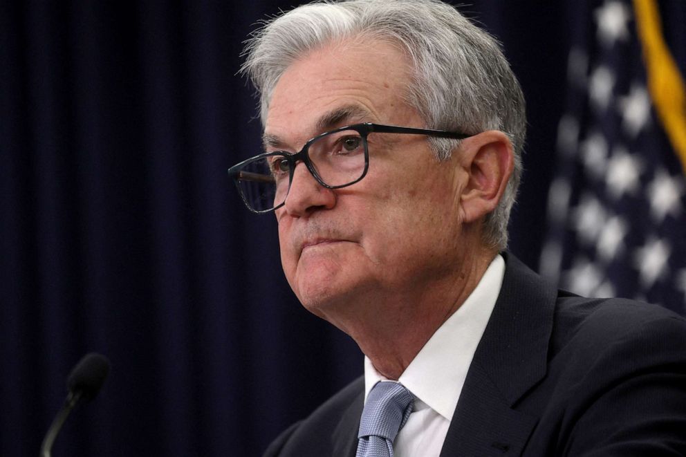 PHOTO: Federal Reserve Board Chair Jerome Powell holds a news conference in Washington, March 22, 2023.