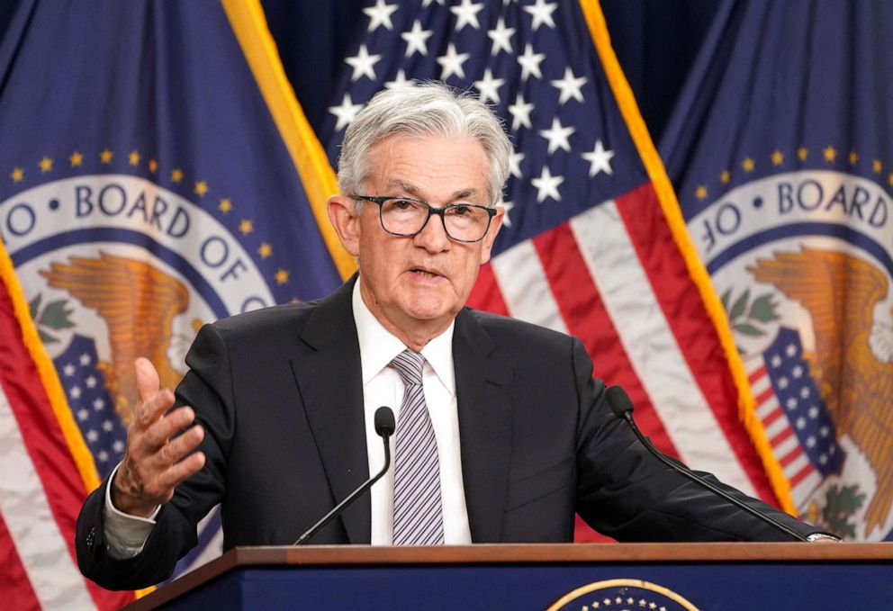 PHOTO: Federal Reserve Chairman Jerome Powell holds a news conference after the release of U.S. Fed policy decision on interest rates, in Washington, D.C., on May 3, 2023.