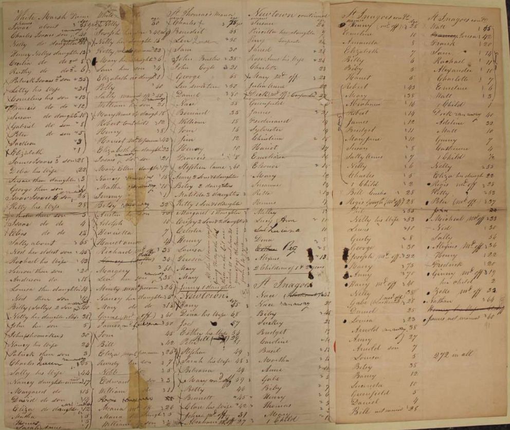 PHOTO: A list of names of people enslaved by the Jesuits is pictured here.