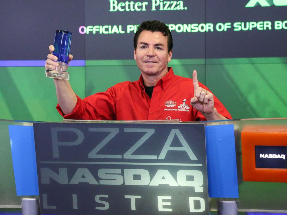   PHOTO: In this file photo, John H. Schnatter, Founder, Chairman and Chief Executive Officer of Papa Johns International, Inc., rings the NASDAQ Opening Bell at the NASDAQ MarketSite on January 31, 2014, in New York. York. 