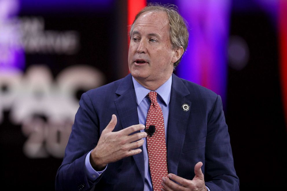 PHOTO: Ken Paxton, Texas Attorney General, speaks during a panel discussion about the Devaluing of American Citizenship during the Conservative Political Action Conference held in the Hyatt Regency, Feb. 27, 2021, in Orlando, Florida.