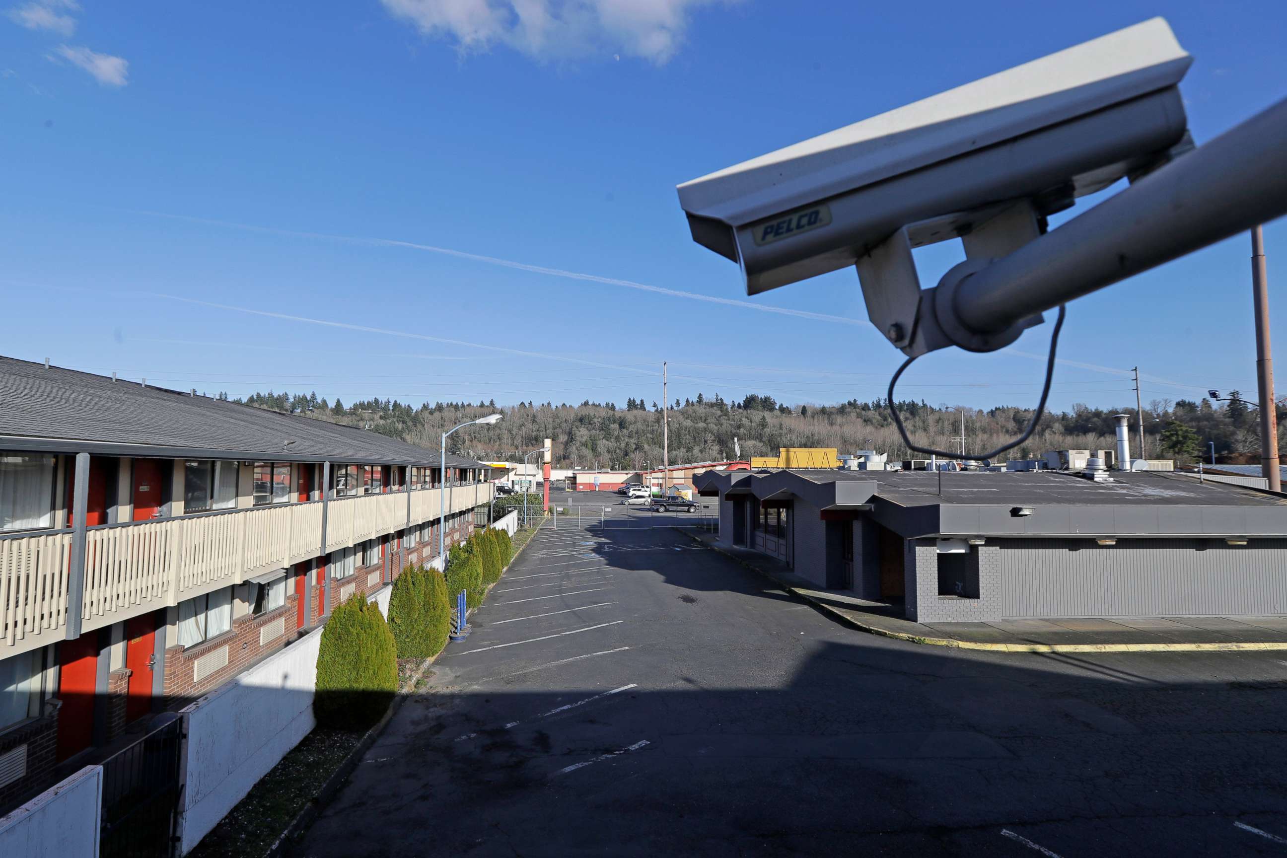 PHOTO: A security camera is shown at a motel in Kent, Wash., March 4, 2020.