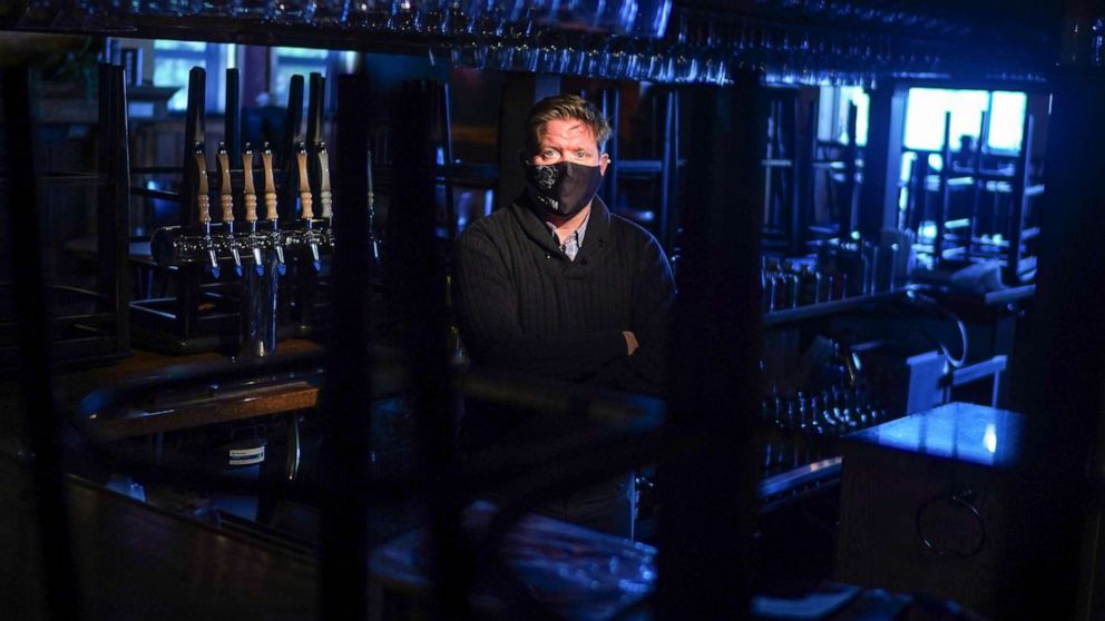 PHOTO: Kirk Bangstad, owner of the Minocqua Brewing Co., is a fierce advocate for stricter measures to combat the coronavirus, in Minocqua, Wis., Oct. 27, 2020.