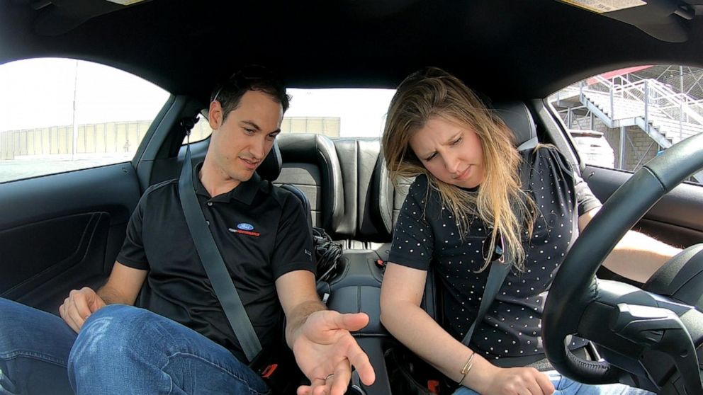 PHOTO: Reigning NASCAR champion Joey Logano taught ABC News' Morgan Korn how to drive stick in North Carolina, May 14, 2019. 