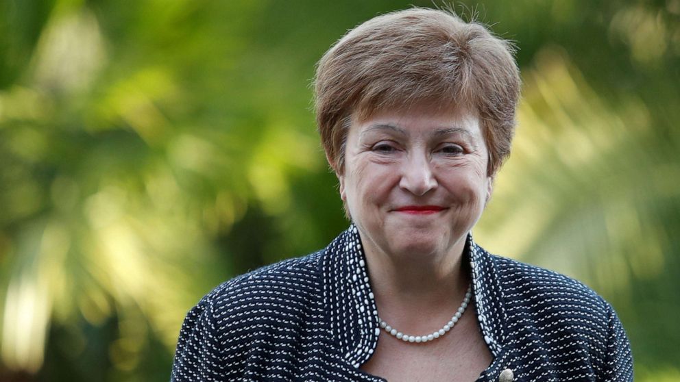 PHOTO: In this Feb. 5, 2020, file photo, IMF Managing Director Kristalina Georgieva arrives for a conference hosted by the Vatican on economic solidarity, at the Vatican.