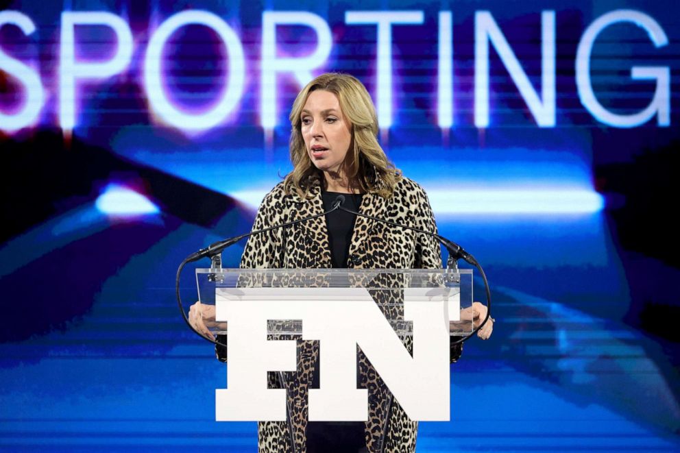 PHOTO: President & CEO, Member of Board of Directors at DICK's Sporting Goods, Lauren Hobart speaks onstage at the 35th Annual Footwear News Achievement Awards, Nov. 30, 2021 in New York City.
