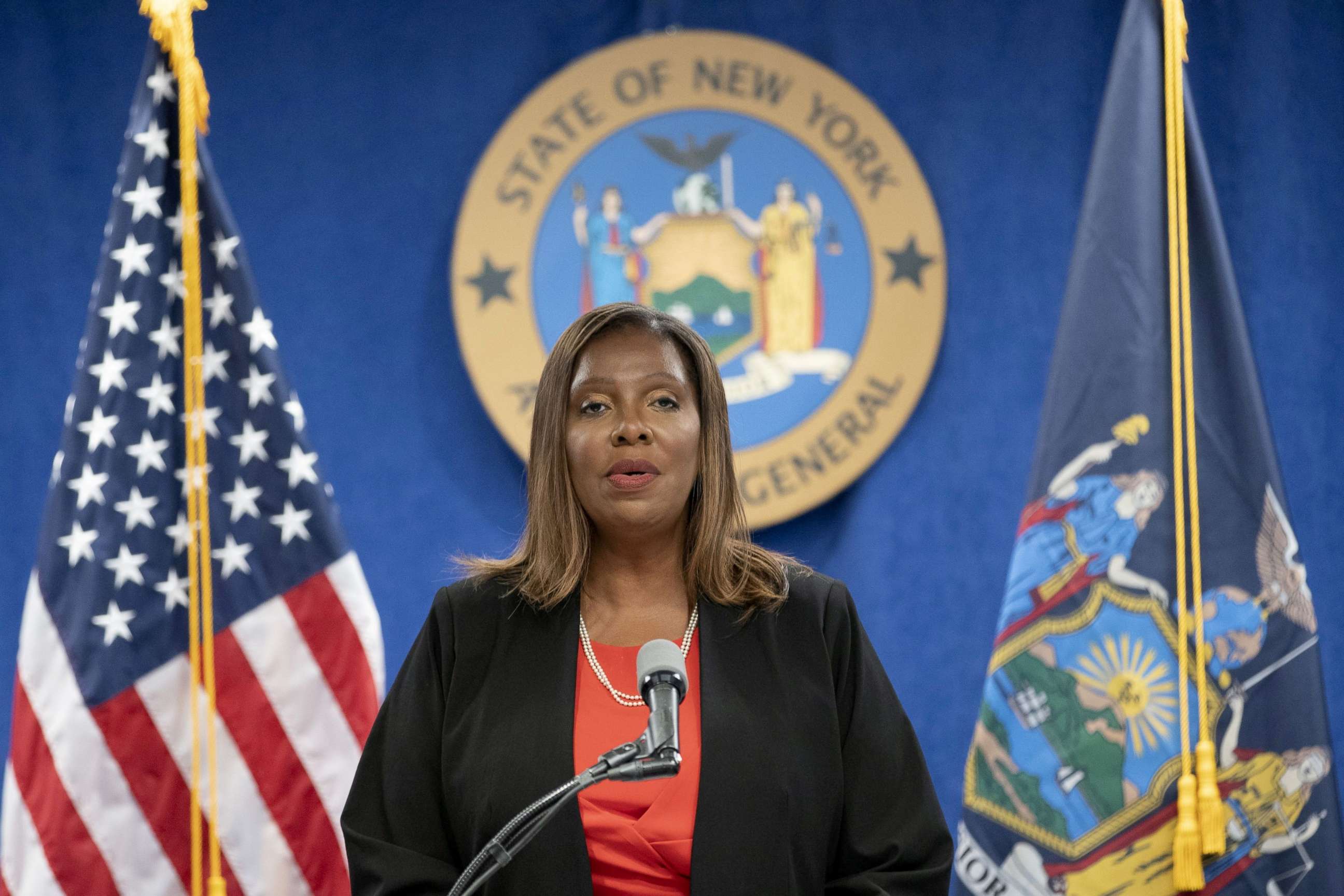 PHOTO: New York State Attorney General Letitia James speaks at a news conference, regarding a probe that found New York Governor Andrew Cuomo sexually harassed multiple women, in New York City, Aug. 3, 2021.