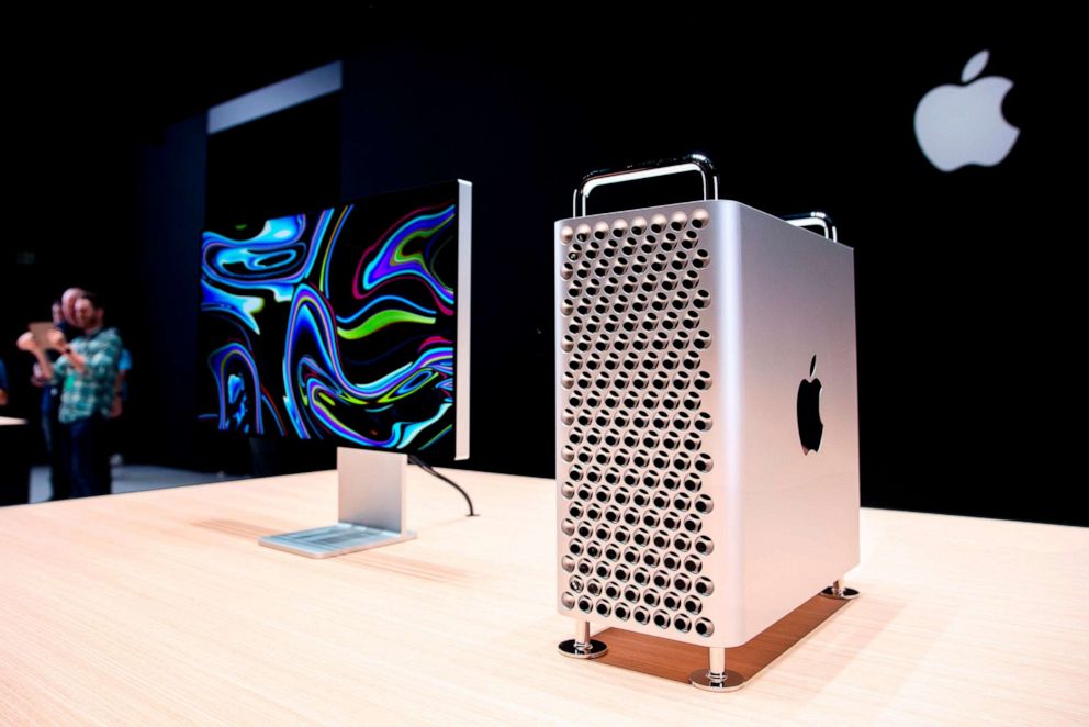 PHOTO: In this file photo taken on June 03, 2019, Apple's new Mac Pro sits on display in the showroom during Apple's Worldwide Developer Conference in San Jose, Calif.