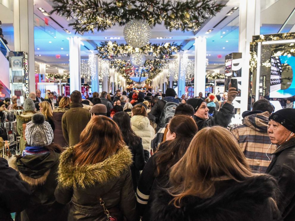 PHOTO: People enter Macys department store to start shopping on Black Friday in New York City, Nov. 23, 2017.