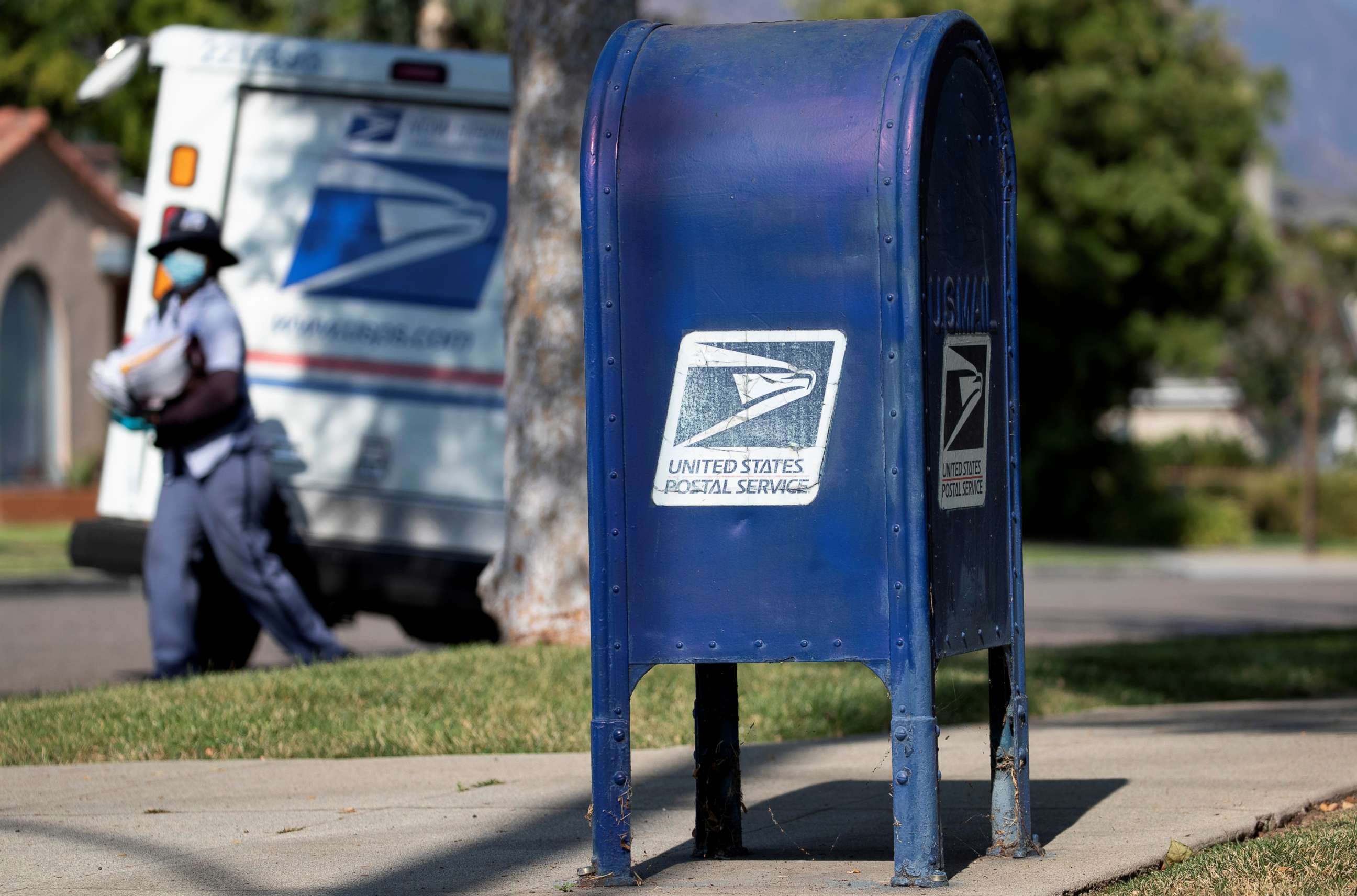 PHOTO: A United States Postal Service (USPS) mailbox is pictured in Pasadena, California, Aug. 17, 2020.