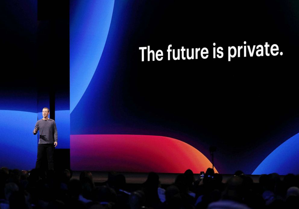 PHOTO: Mark Zuckerberg, CEO and co-founder of Facebook speaks during the keynote F8 Facebook Developer Conference in San Jose, Calif, April 30, 2019.